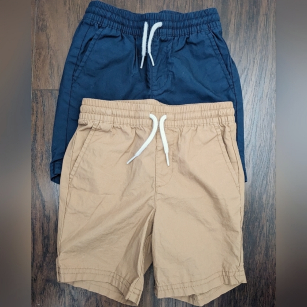 Boys Elastic Waist Shorts Set - Navy and Tan